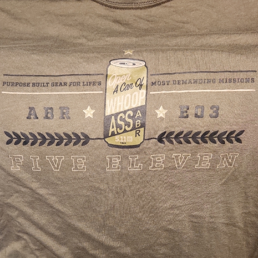 Olive Green Men's Logo T-Shirt 511 Tactical Can Of Whoop Ass! Size Large Mens